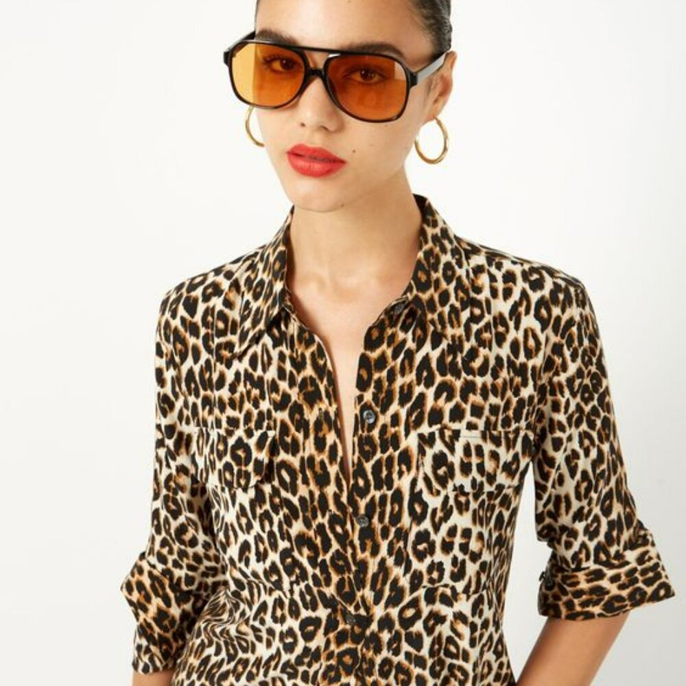 Equipment Slim Signature Leopard-Printed Silk Shirt